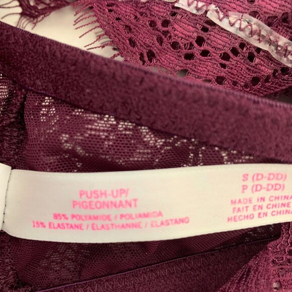 PINK Victoria’s Secret High-Neck Wine Colored Eyelash Push Up Bralette - Size Sm - Picture 7 of 8